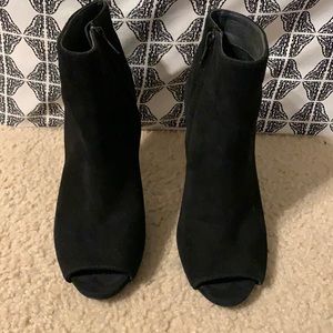 Michael kors black suede peep toe booties